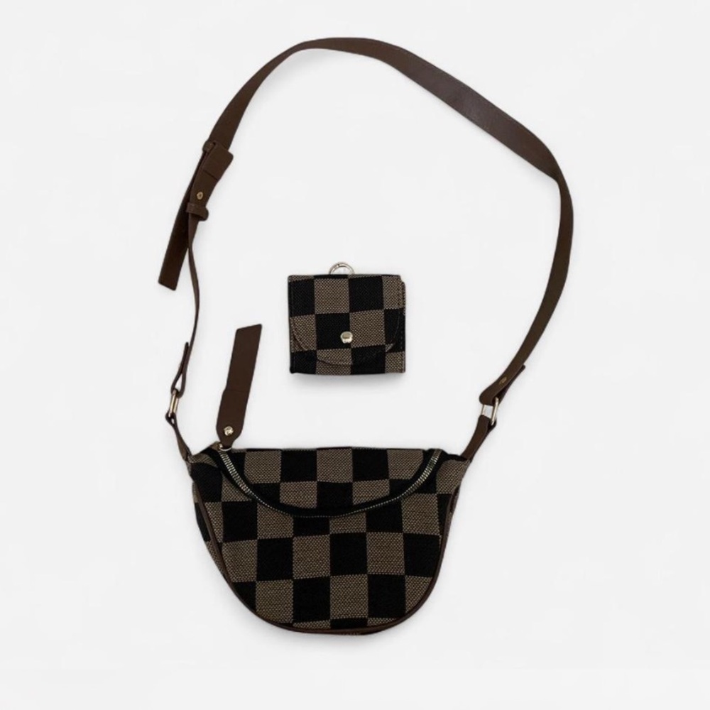Checker Print Crossbody Bag
